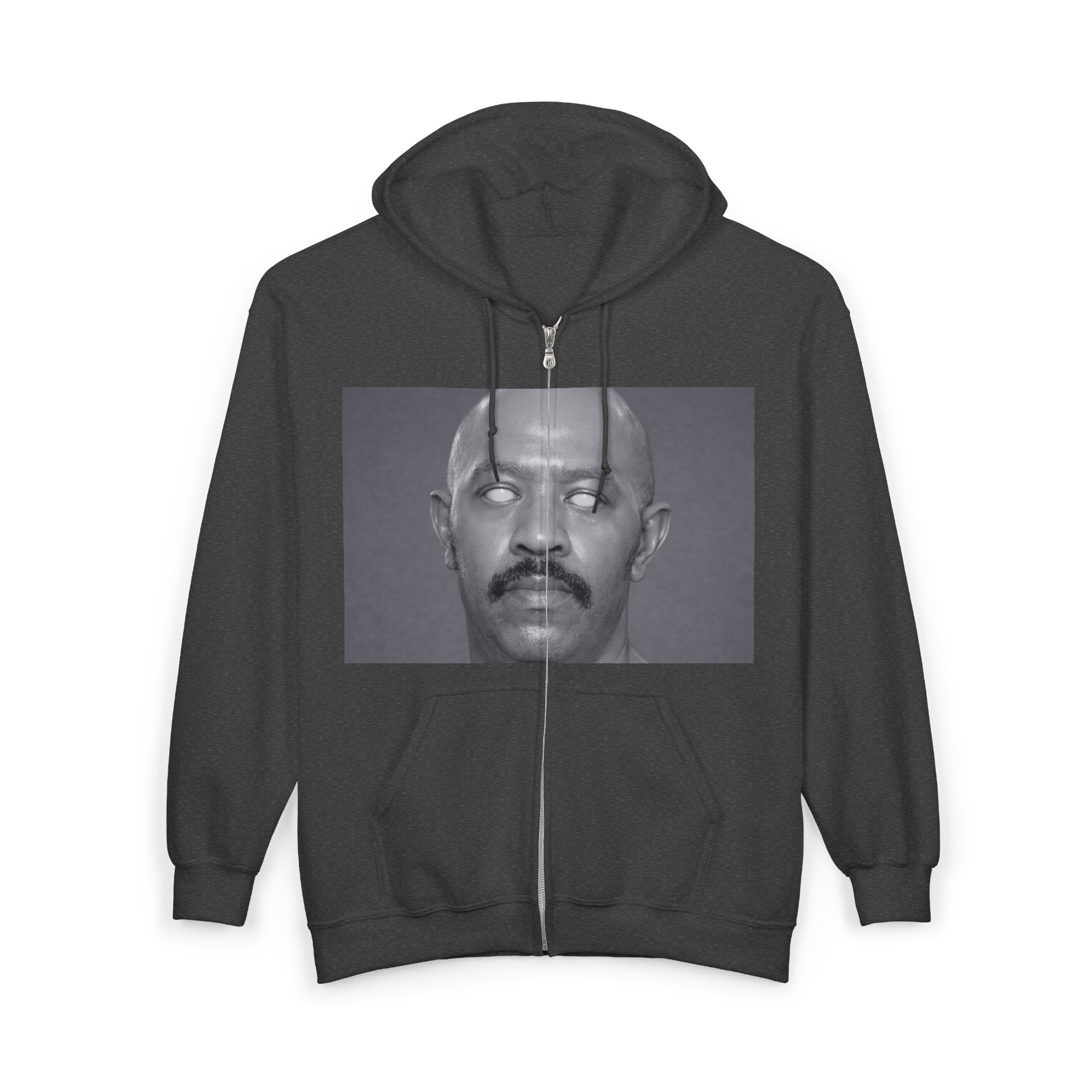 Full-Zip Hoodie — Monochrome Eyeball Portrait Graphic