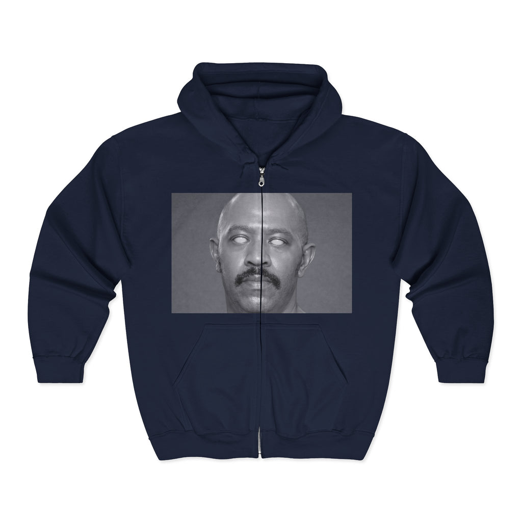 Full-Zip Hoodie — Monochrome Eyeball Portrait Graphic