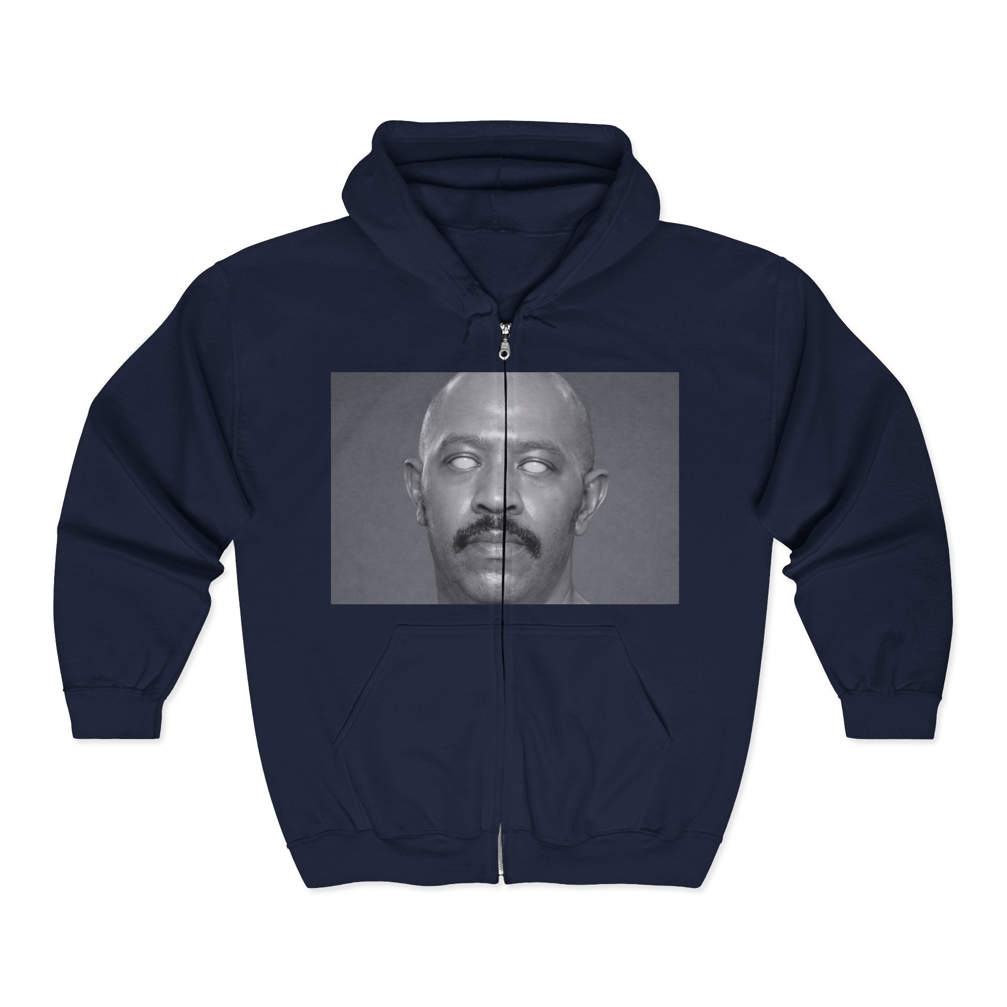 Full-Zip Hoodie — Monochrome Eyeball Portrait Graphic