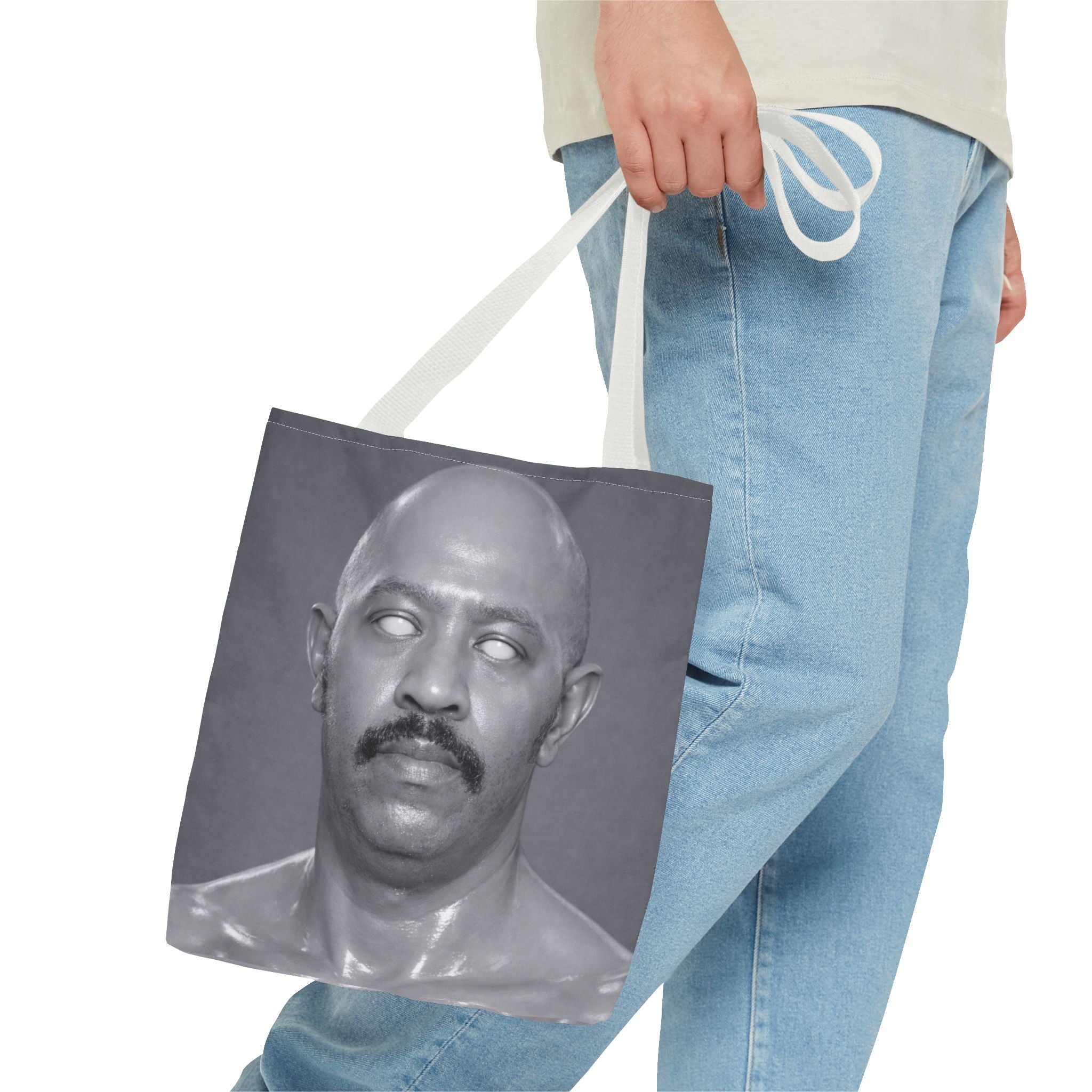 Spooky Vintage Portrait Tote Bag – Retro Ghost-Eyes Novelty Tote
