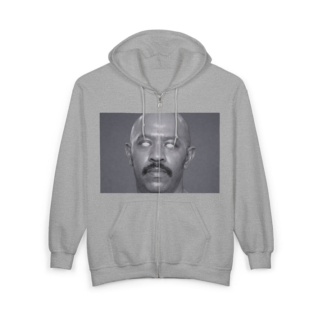 Full-Zip Hoodie — Monochrome Eyeball Portrait Graphic