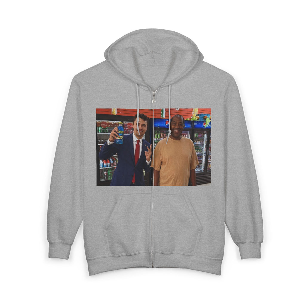 Full Zip Hoodie with Two-Person Convenience Store Photo Print