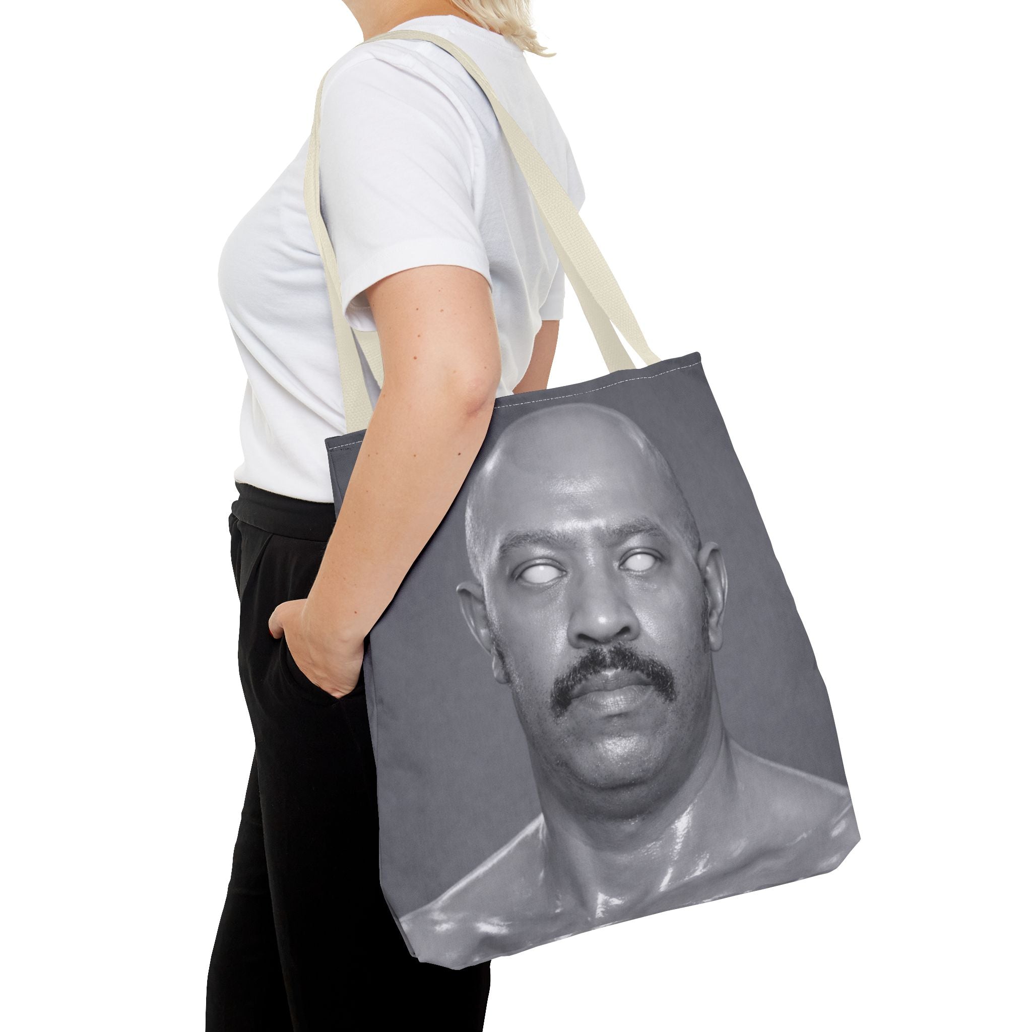 Spooky Vintage Portrait Tote Bag – Retro Ghost-Eyes Novelty Tote