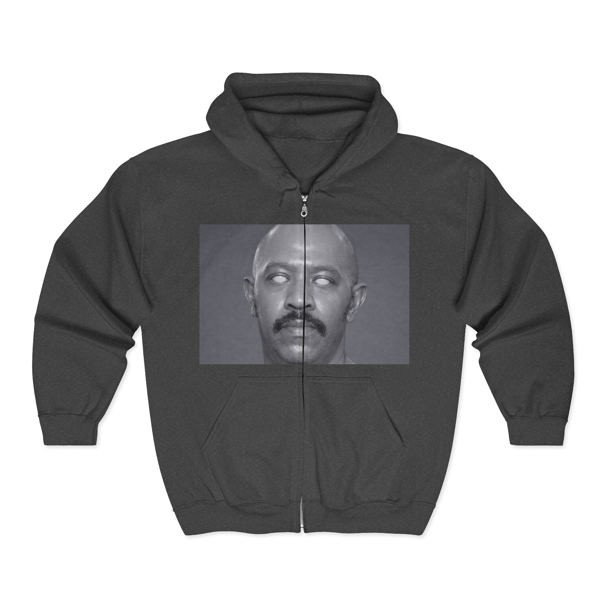 Full-Zip Hoodie — Monochrome Eyeball Portrait Graphic