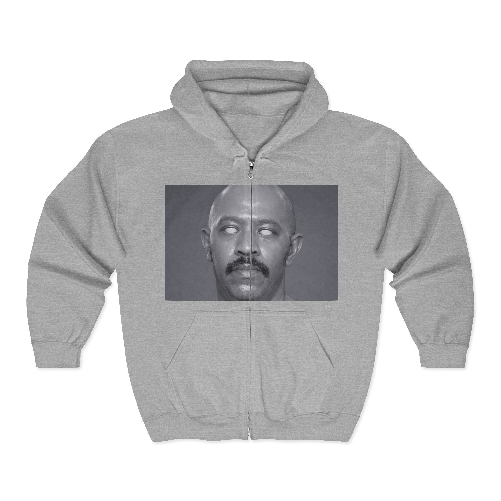 Full-Zip Hoodie — Monochrome Eyeball Portrait Graphic