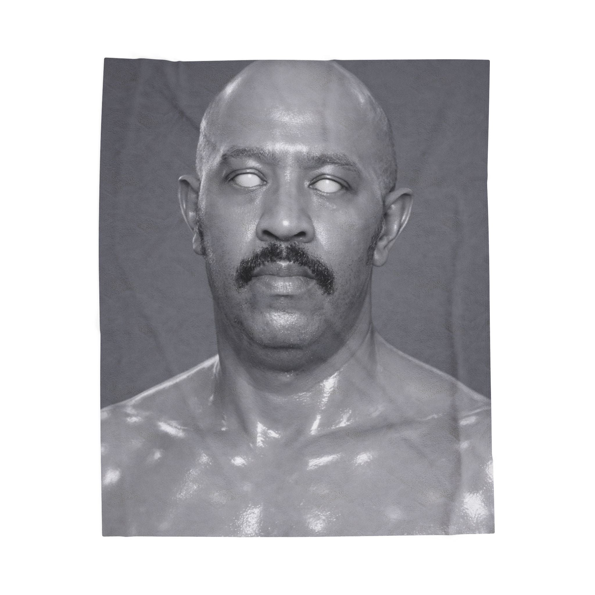 Velveteen Plush Blanket — Monochrome Portrait Throw (Eerie Vintage Gaze)