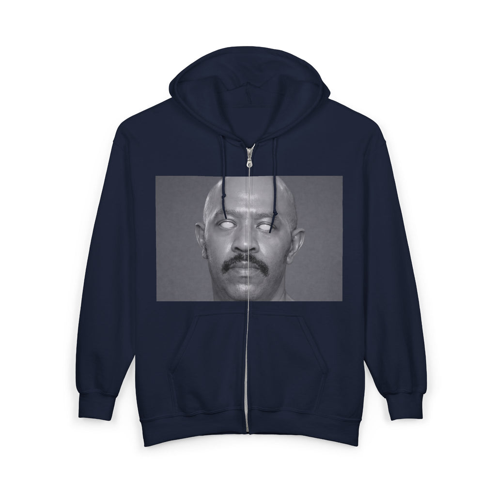 Full-Zip Hoodie — Monochrome Eyeball Portrait Graphic