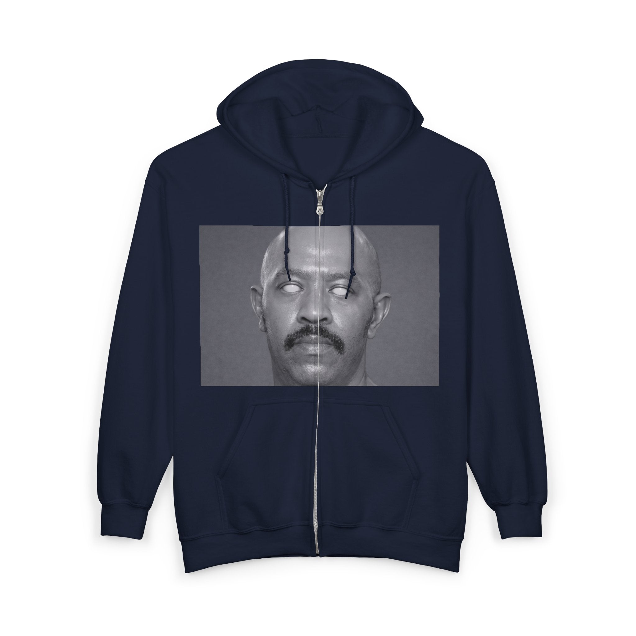 Full-Zip Hoodie — Monochrome Eyeball Portrait Graphic