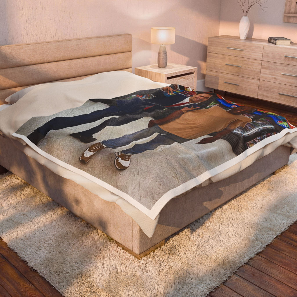 Photo-Print Plush Blanket — Personalized Two-Person Portrait Velveteen Throw