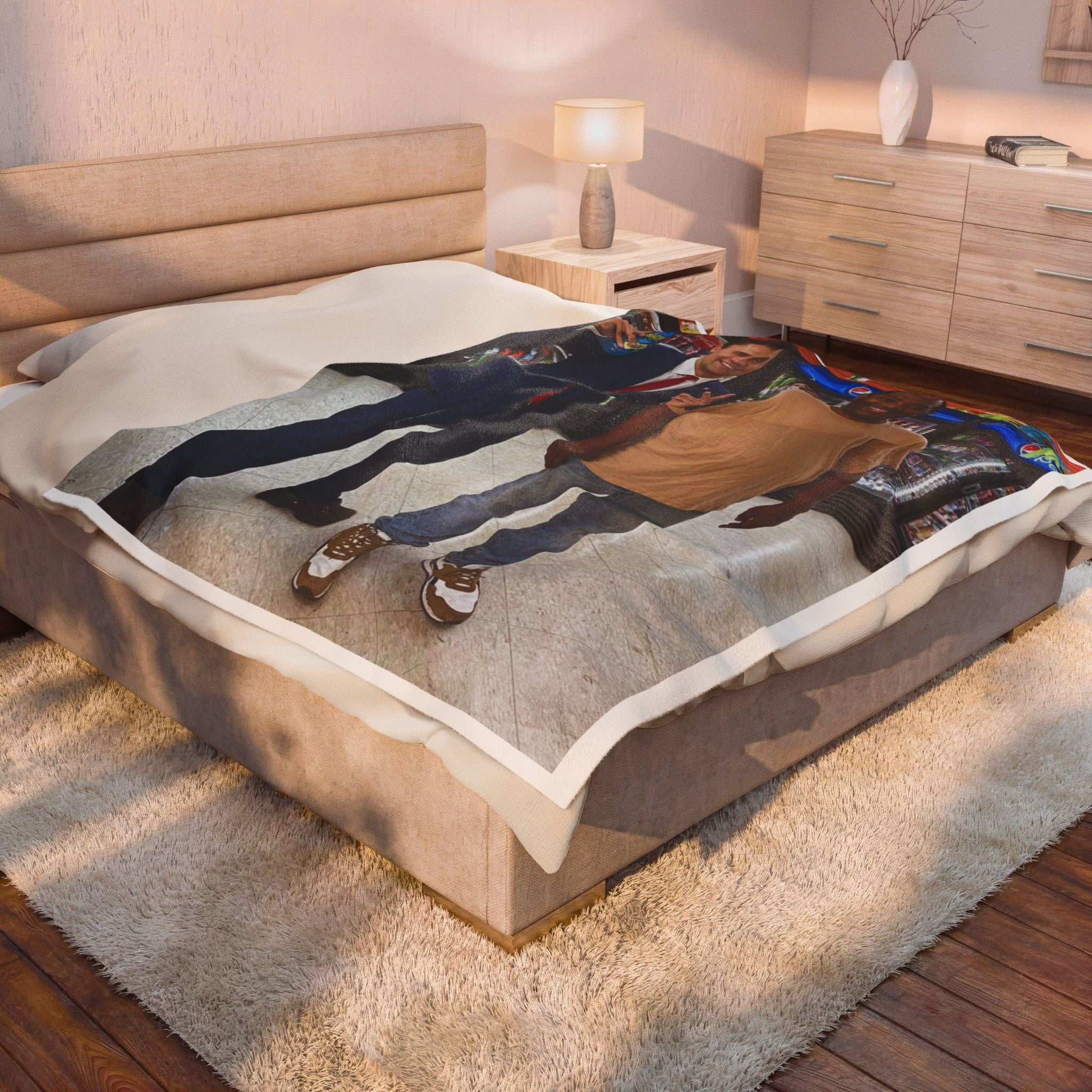 Photo-Print Plush Blanket — Personalized Two-Person Portrait Velveteen Throw