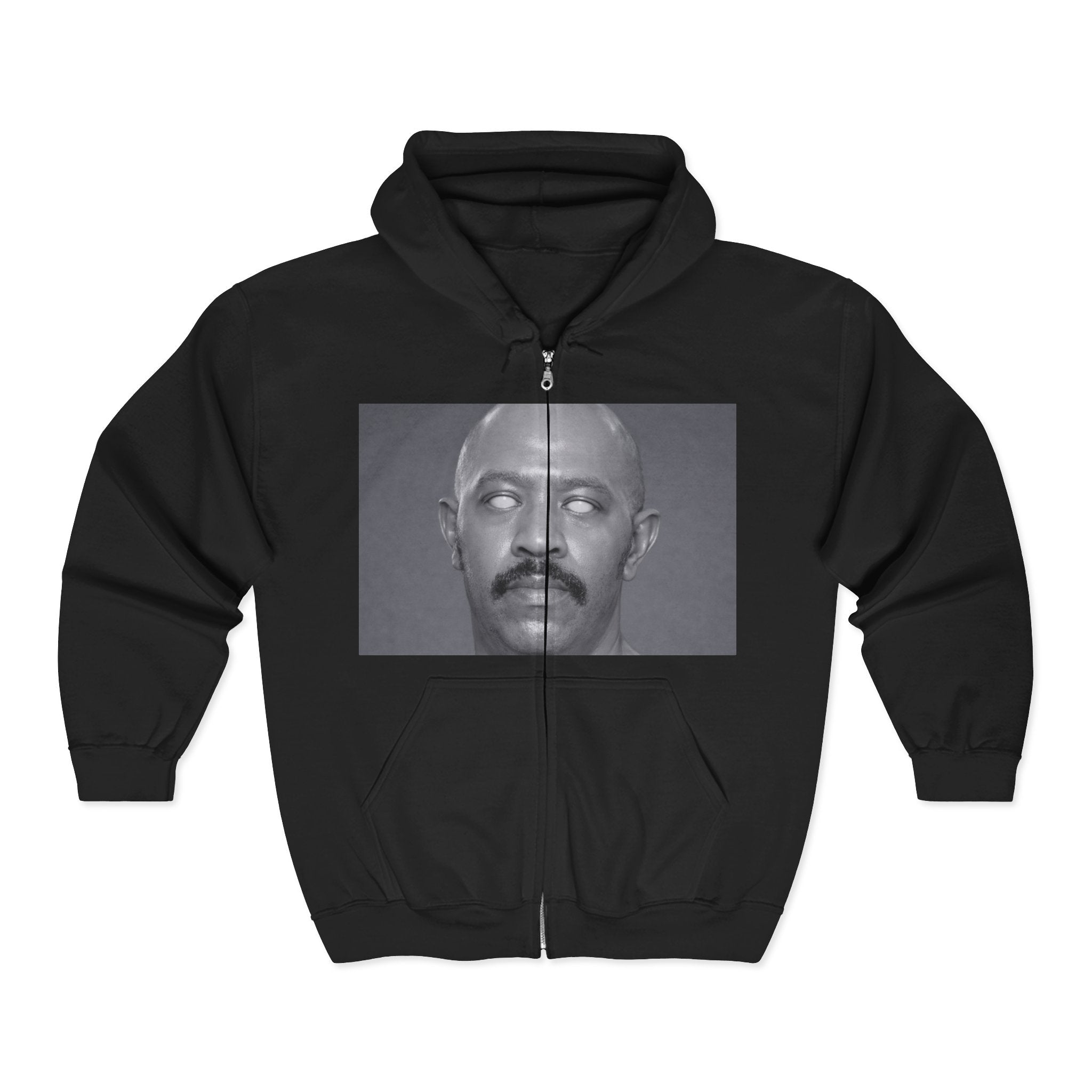 Full-Zip Hoodie — Monochrome Eyeball Portrait Graphic