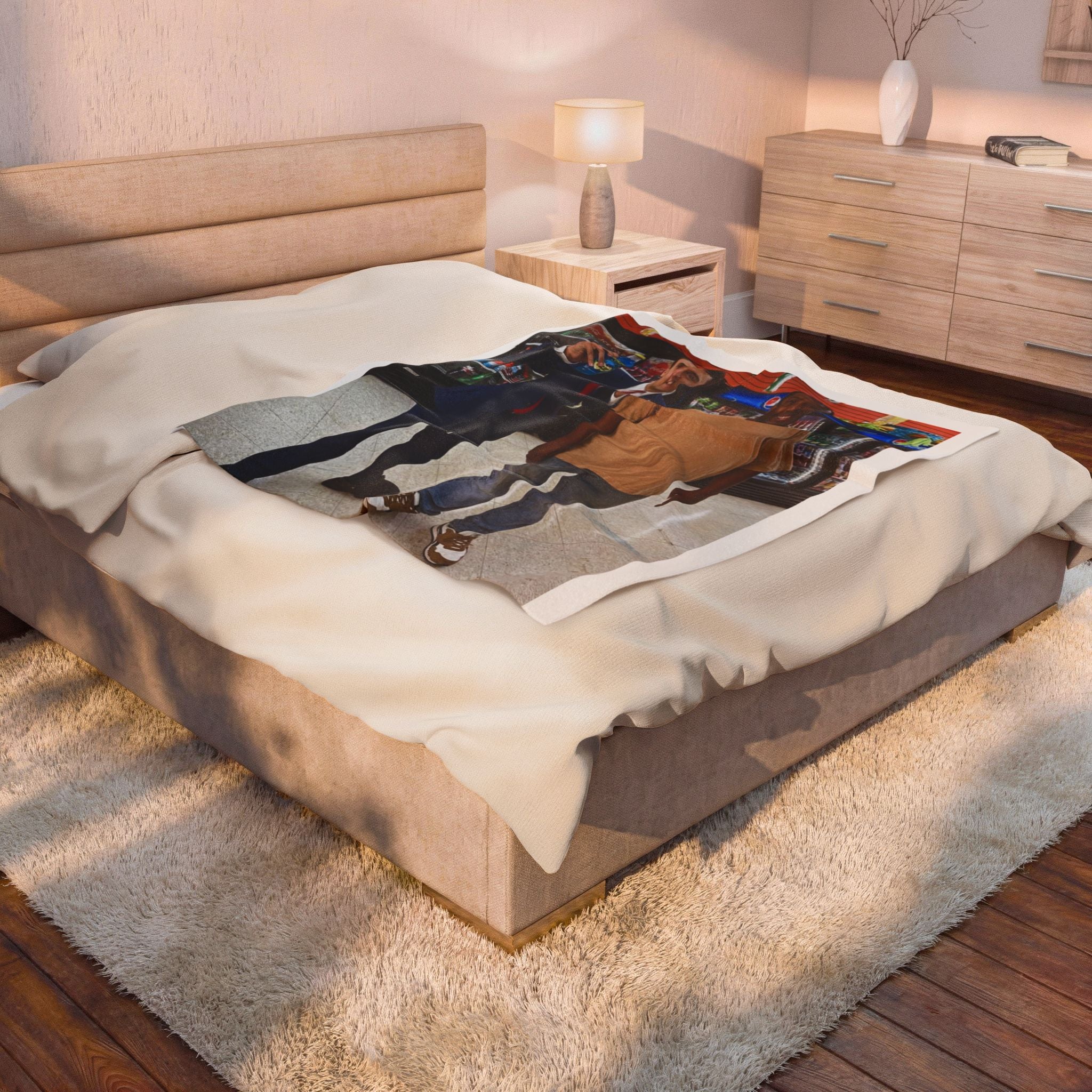 Personalized Photo Plush Blanket — Custom Velveteen Throw with Two-Person Portrait