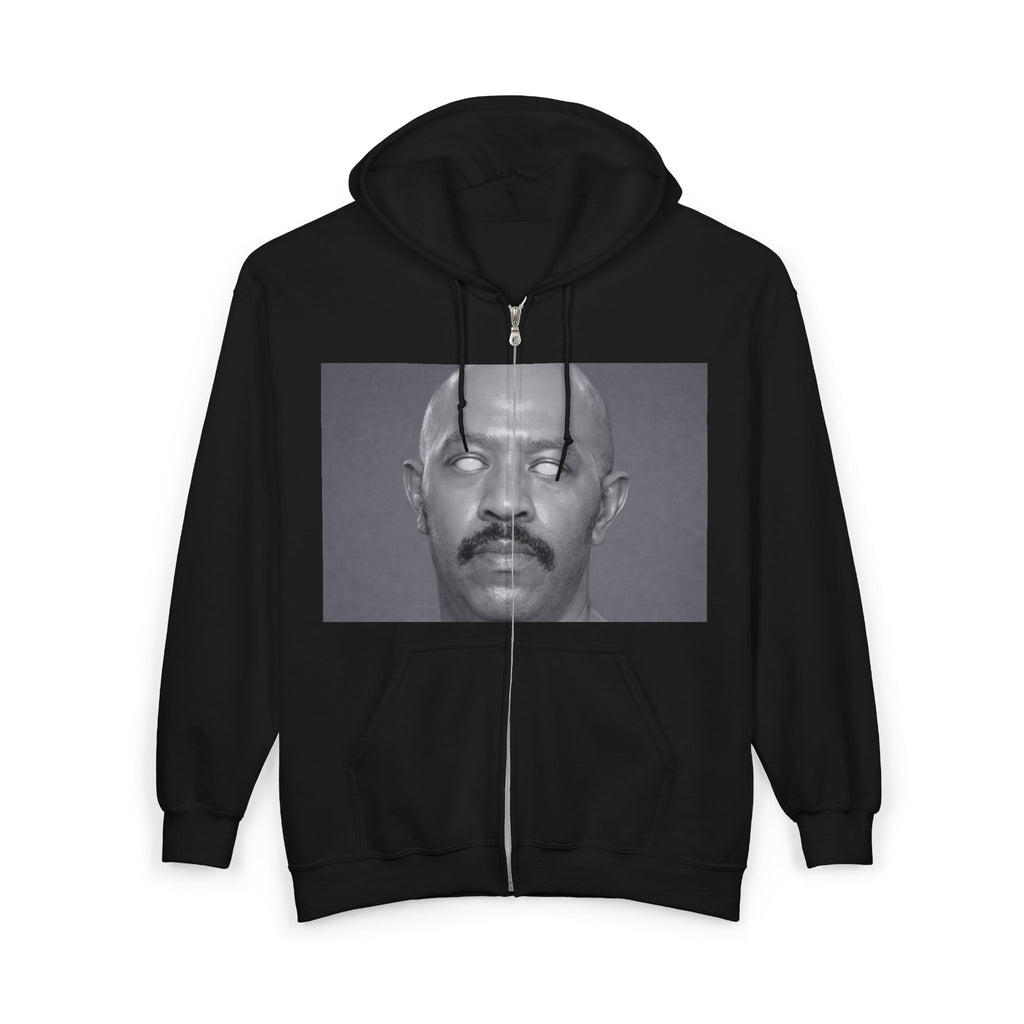 Full-Zip Hoodie — Monochrome Eyeball Portrait Graphic