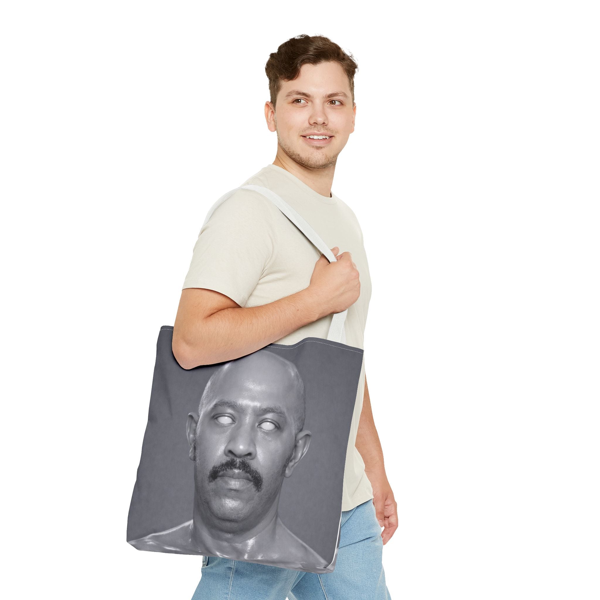 Spooky Vintage Portrait Tote Bag – Retro Ghost-Eyes Novelty Tote