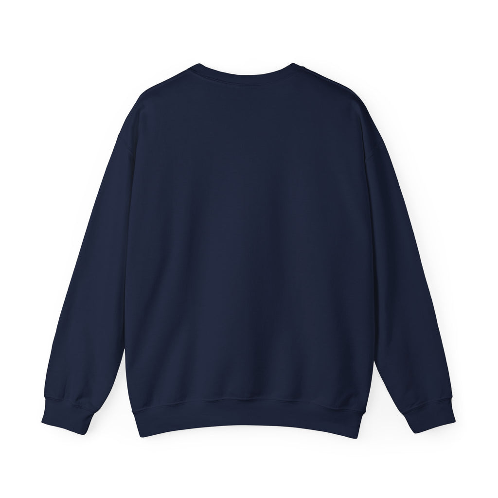 Crewneck Sweatshirt with Surreal Portrait Print — Monochrome Bald Man Art
